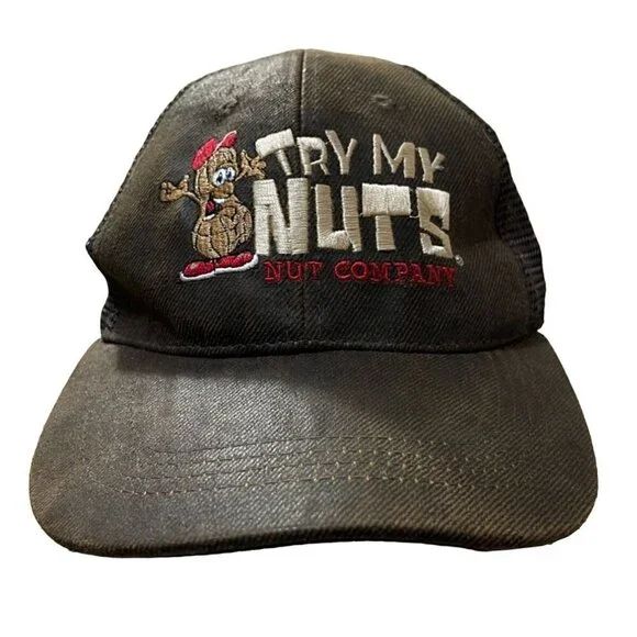"Try My Nuts" Nut Company Baseball Cap Hat Adjustable Brown Red - Picture 1 of 7
